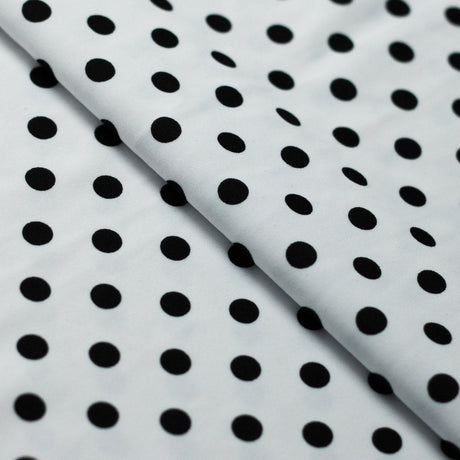 Polka Dots Nylon Spandex Fabric - Multiple Colors Small White Dots, 58/60" Width (1 Yard)