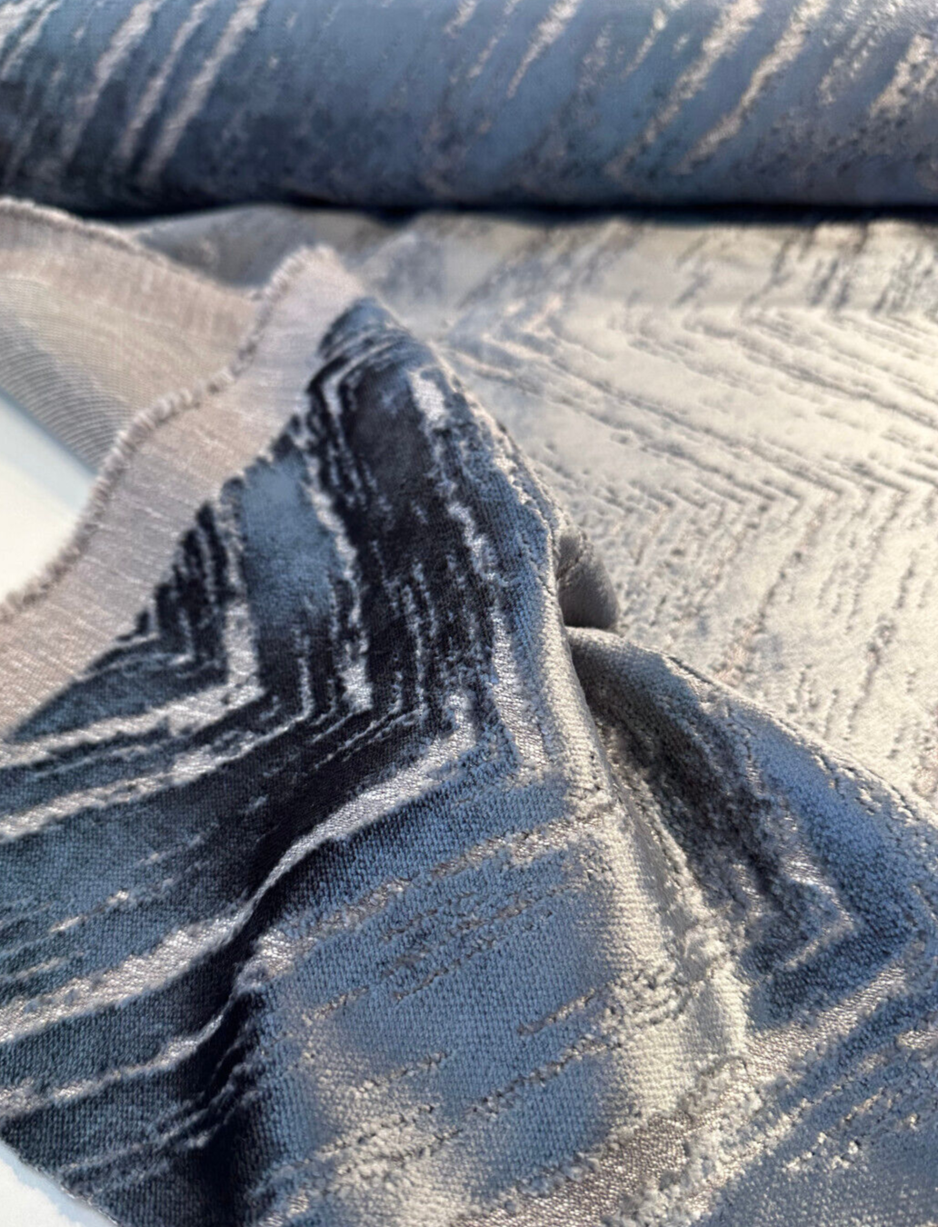 Zermatt Velvet Slate Upholstery Dv Kap Fabric - Slate, Heavyweight, 13.5" Horizontal Repeat, 17" Vertical Repeat (1 Yard)