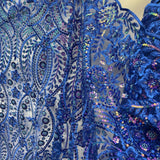 Beaded Sequined Floral Lace Fabric 52" Wide