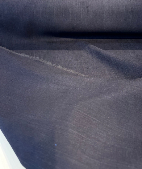 Sawyer Blue Midnight Italian Vagatex Upholstery Drapery Fabric - Midnight Blue, Linen Look, 54" Width (1 Yard)
