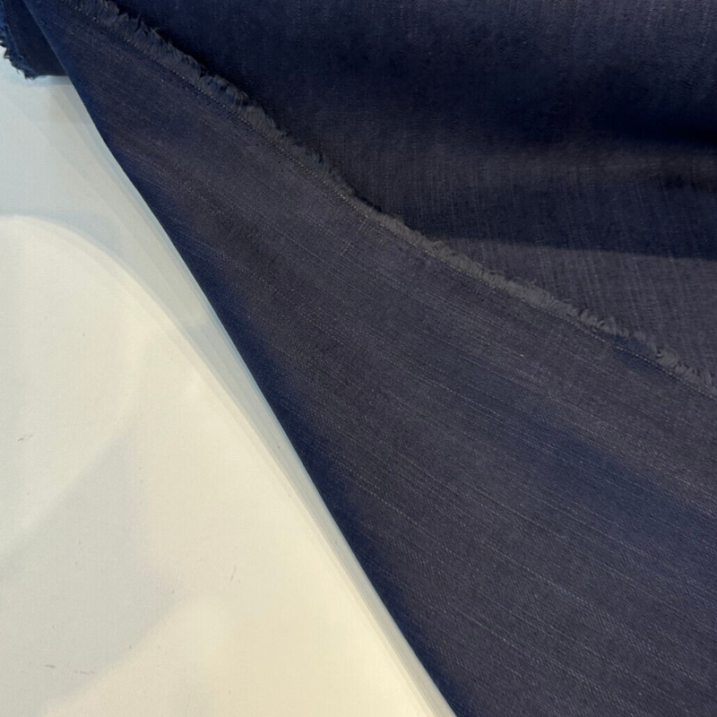 Sawyer Blue Midnight Italian Vagatex Upholstery Drapery Fabric - Midnight Blue, Linen Look, 54" Width (1 Yard)