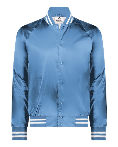 Unisex Satin Baseball Jacket with Striped Trim