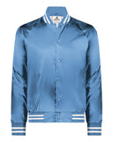 Unisex Satin Baseball Jacket with Striped Trim