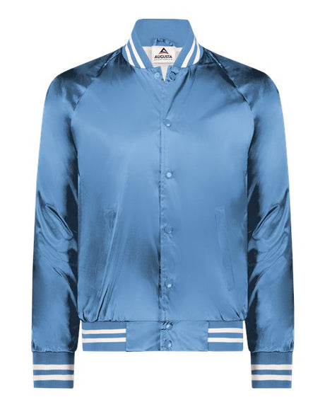 Unisex Satin Baseball Jacket with Striped Trim