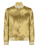 Unisex Satin Baseball Jacket with Striped Trim