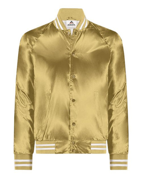 Unisex Satin Baseball Jacket with Striped Trim