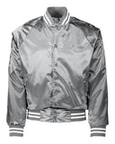 Unisex Satin Baseball Jacket with Striped Trim