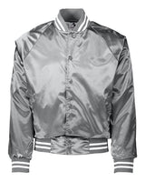 Unisex Satin Baseball Jacket with Striped Trim