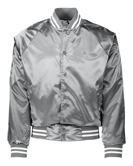 Unisex Satin Baseball Jacket with Striped Trim