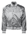 Unisex Satin Baseball Jacket with Striped Trim