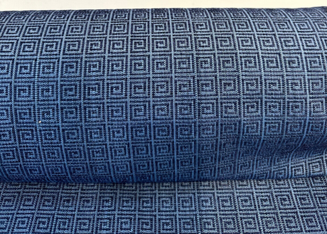 Alexis Brocade Jacquard Fabric - Midnight Blue Greek Key, 54" Width (1 Yard)