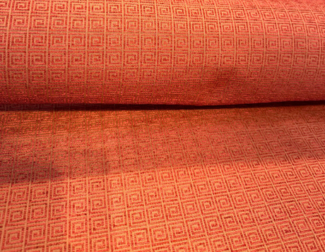 Alexis Brocade Jacquard Fabric - Greek Key, Clay Red, 54" Width (1 Yard)