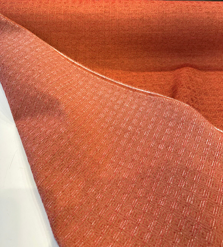Alexis Brocade Jacquard Fabric - Greek Key, Clay Red, 54" Width (1 Yard)
