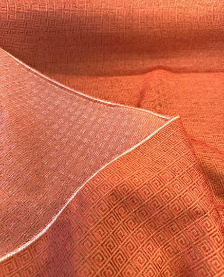 Alexis Brocade Jacquard Fabric - Greek Key, Clay Red, 54" Width (1 Yard)