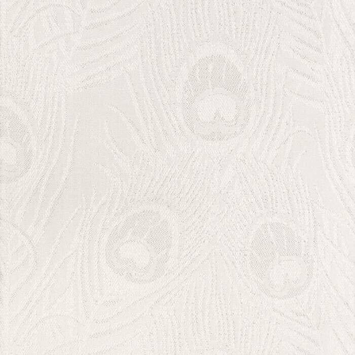 White Peacock Feather Finch Vanilla Damask Jacquard Jacquard Fabric - Vanilla White Peacock Feather Pattern, 55" Width (1 Yard)