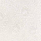 White Peacock Feather Finch Vanilla Damask Jacquard Jacquard Fabric - Vanilla White Peacock Feather Pattern, 55" Width (1 Yard)