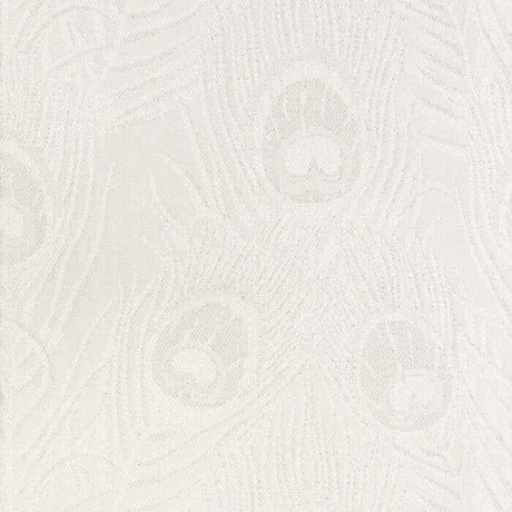 White Peacock Feather Finch Vanilla Damask Jacquard Jacquard Fabric - Vanilla White Peacock Feather Pattern, 55" Width (1 Yard)