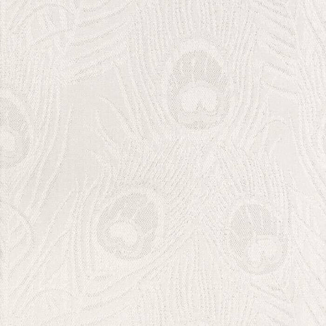 White Peacock Feather Finch Vanilla Damask Jacquard Jacquard Fabric - Vanilla White Peacock Feather Pattern, 55" Width (1 Yard)