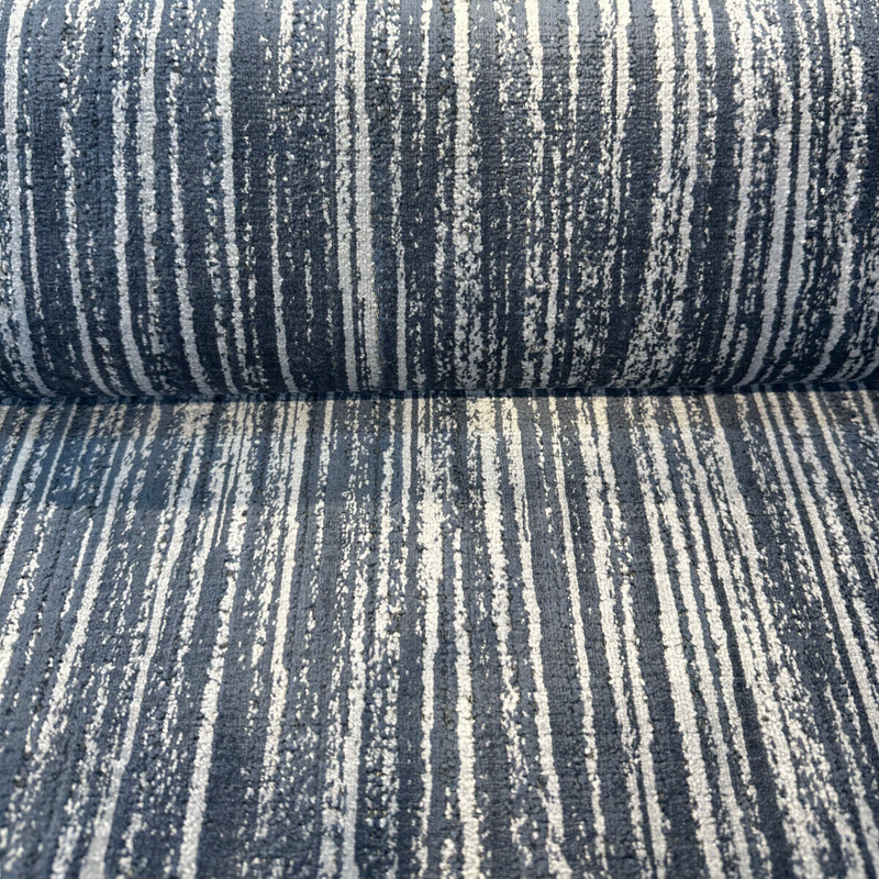 Velvety Strie Atlantic Blue P Kaufmann Upholstery Fabric - Atlantic Blue Velvet Stripe, 54" Width (By The Yard)