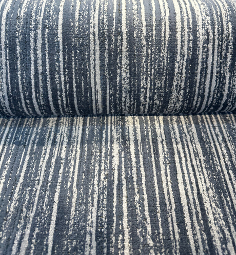 Velvety Strie Atlantic Blue P Kaufmann Upholstery Fabric - Atlantic Blue Velvet Stripe, 54" Width (By The Yard)