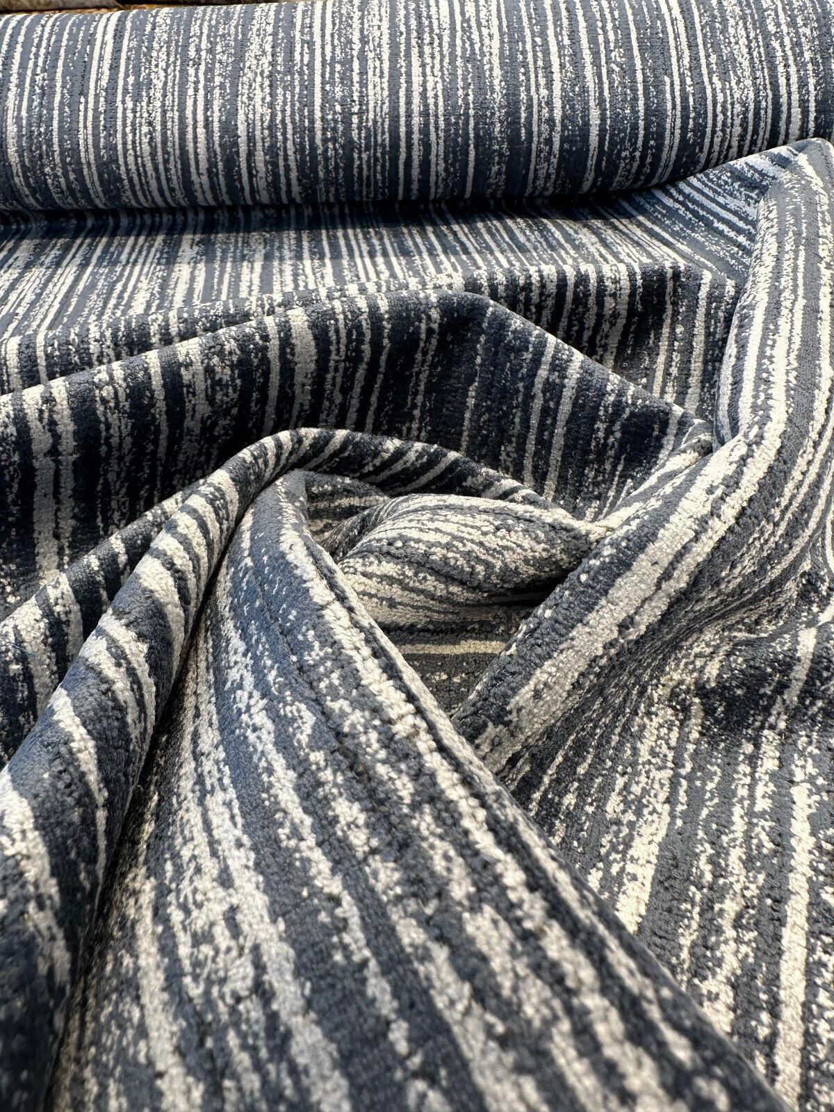 Velvety Strie Atlantic Blue P Kaufmann Upholstery Fabric - Atlantic Blue Velvet Stripe, 54" Width (By The Yard)