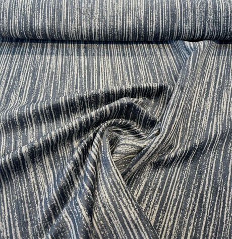 Velvety Strie Atlantic Blue P Kaufmann Upholstery Fabric - Atlantic Blue Velvet Stripe, 54" Width (By The Yard)