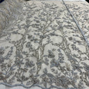 Beaded Lace Fabric Blue Skin Net