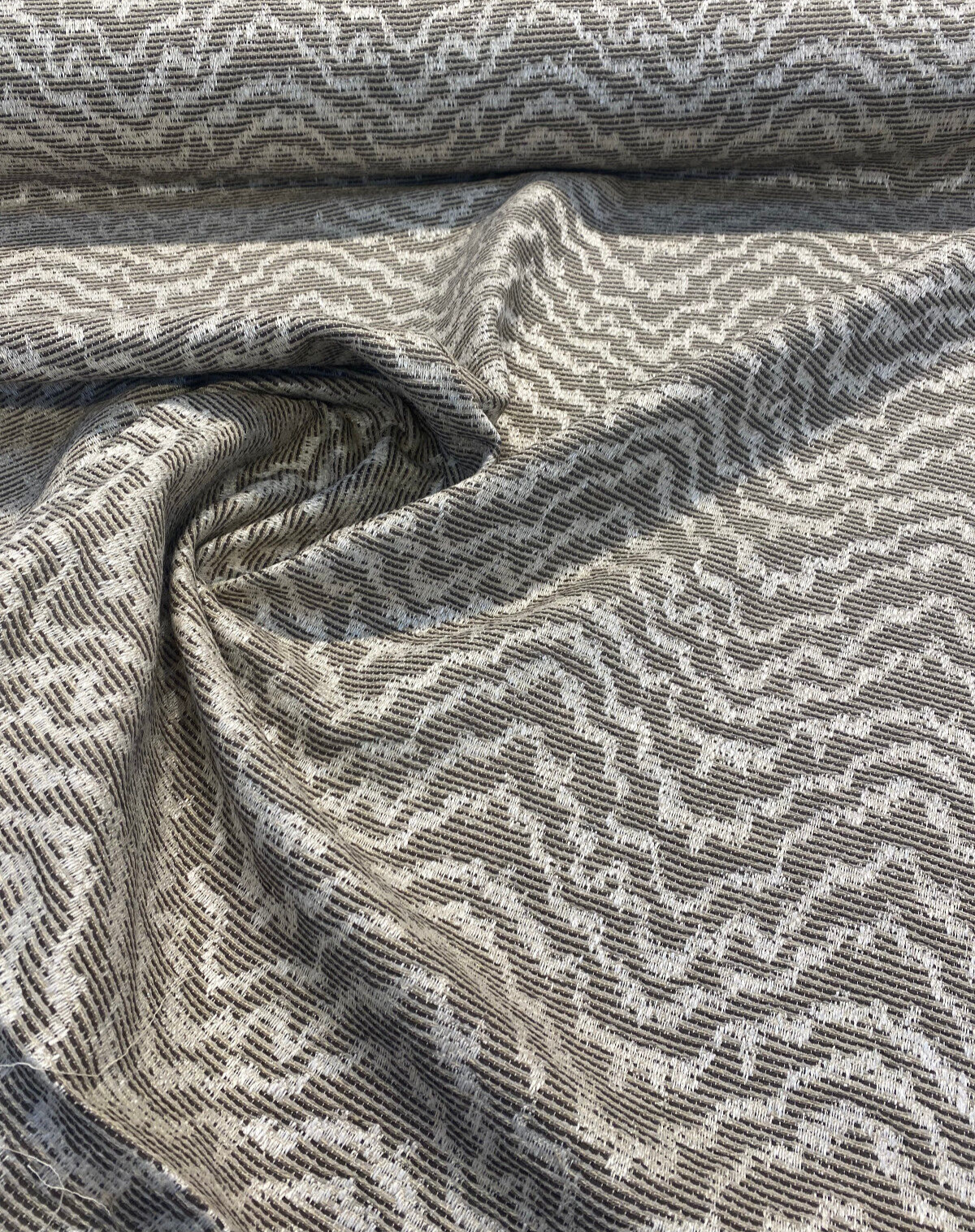 Zane Chevron Polyester Fabric - Mineral Beige Chevron, 54" Width (1 Yard)