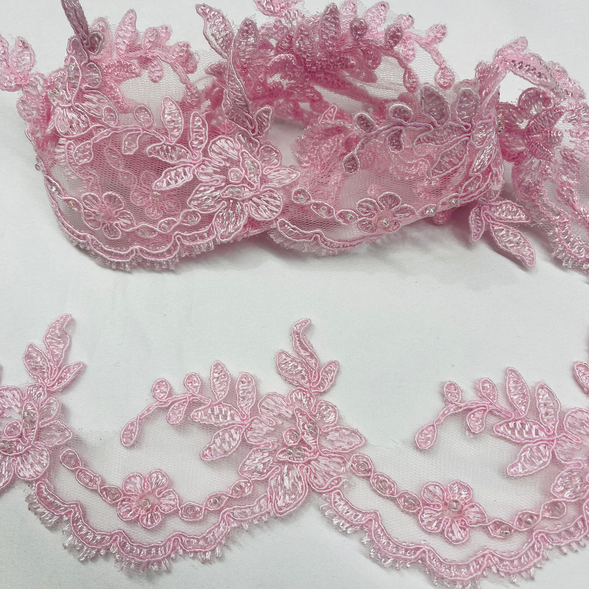 Beaded Corded Lace Trim 3" Wide