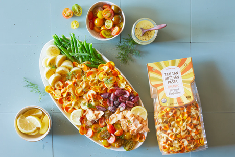 Italian Organic Striped Farfalline Pasta – Colorful Butterfly-Shaped Artisan Pasta