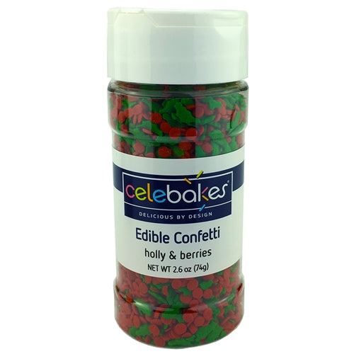 Holly & Berries Edible Confetti - 2.6 Ounce