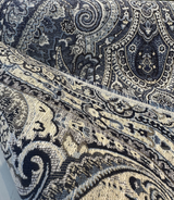 Truman Paisley Jacquard Fabric - Blue Indigo Paisley, Upholstery Drapery Fabric (1 Yard)
