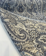 Truman Paisley Jacquard Fabric - Blue Indigo Paisley, Upholstery Drapery Fabric (1 Yard)