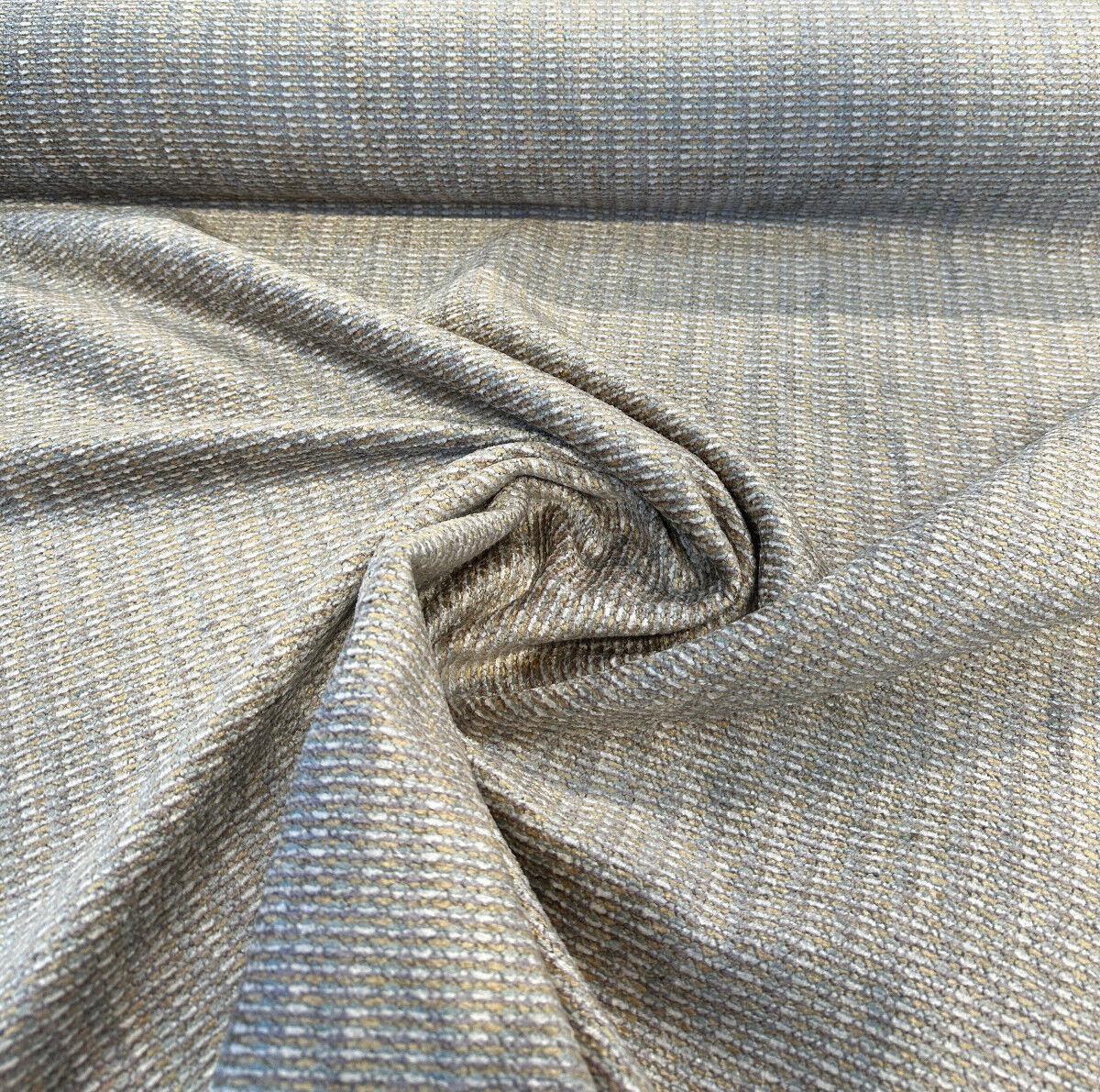 Omega Glacier Chenille Upholstery Fabric - Blue Gold Ivory Multi Chenille Plain, 56" Width (1 Yard)