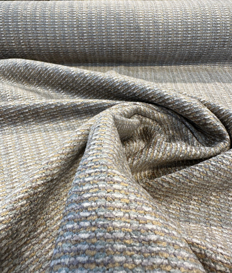 Omega Glacier Chenille Upholstery Fabric - Blue Gold Ivory Multi Chenille Plain, 56" Width (1 Yard)