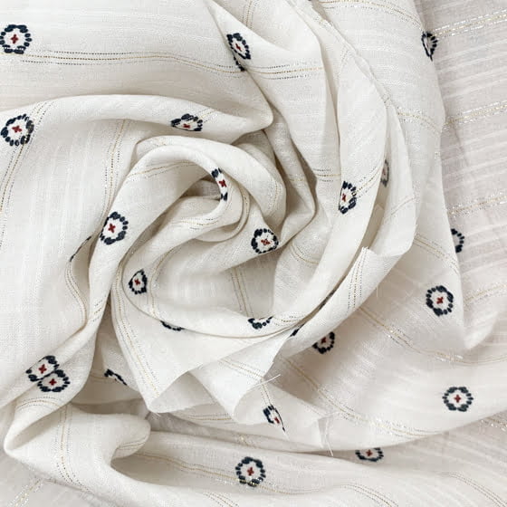 White Patterned Rayon Fabric - White Patterned Fabric (1 Yard)