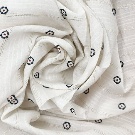 White Patterned Rayon Fabric - White Patterned Fabric (1 Yard)