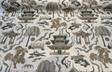 Kumano Toile Polyester Linen Fabric - Topaz Tan Asian Pagoda Print, 54" Width (1 Yard)