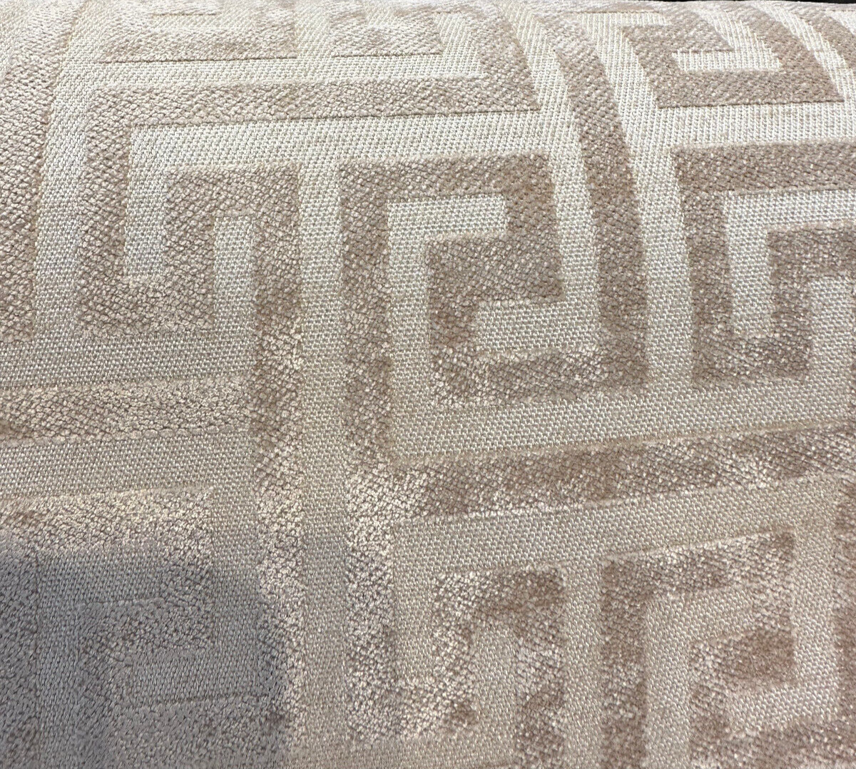 Wheat Greek Key Chenille Upholstery Fabric - Wheat Greek Key Pattern, 54" Width (1 Yard)