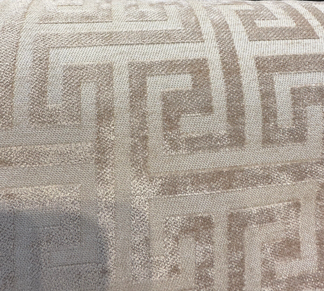 Wheat Greek Key Chenille Upholstery Fabric - Wheat Greek Key Pattern, 54" Width (1 Yard)