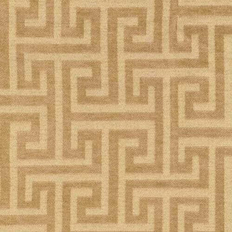 Wheat Greek Key Chenille Upholstery Fabric - Wheat Greek Key Pattern, 54" Width (1 Yard)