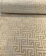 Wheat Greek Key Chenille Upholstery Fabric - Wheat Greek Key Pattern, 54" Width (1 Yard)