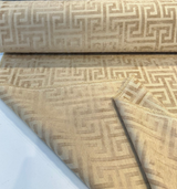Wheat Greek Key Chenille Upholstery Fabric - Wheat Greek Key Pattern, 54" Width (1 Yard)
