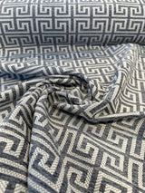 Irwin Greek Key Mod Chenille Fabric - Charcoal Greek Key Pattern, 54" Width (1 Yard)