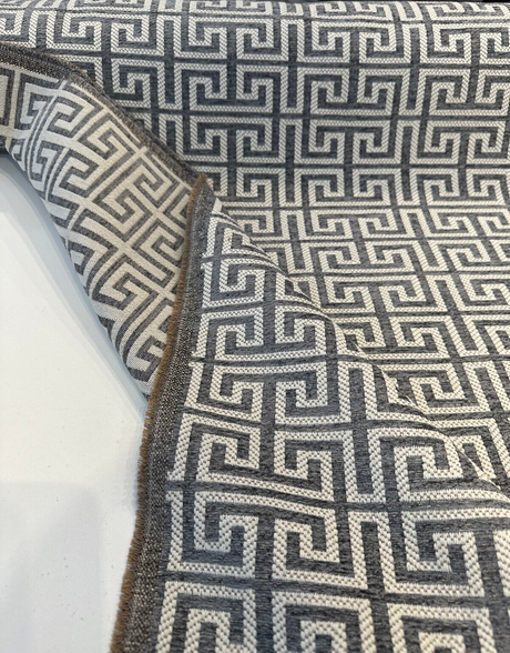 Irwin Greek Key Mod Chenille Fabric - Charcoal Greek Key Pattern, 54" Width (1 Yard)