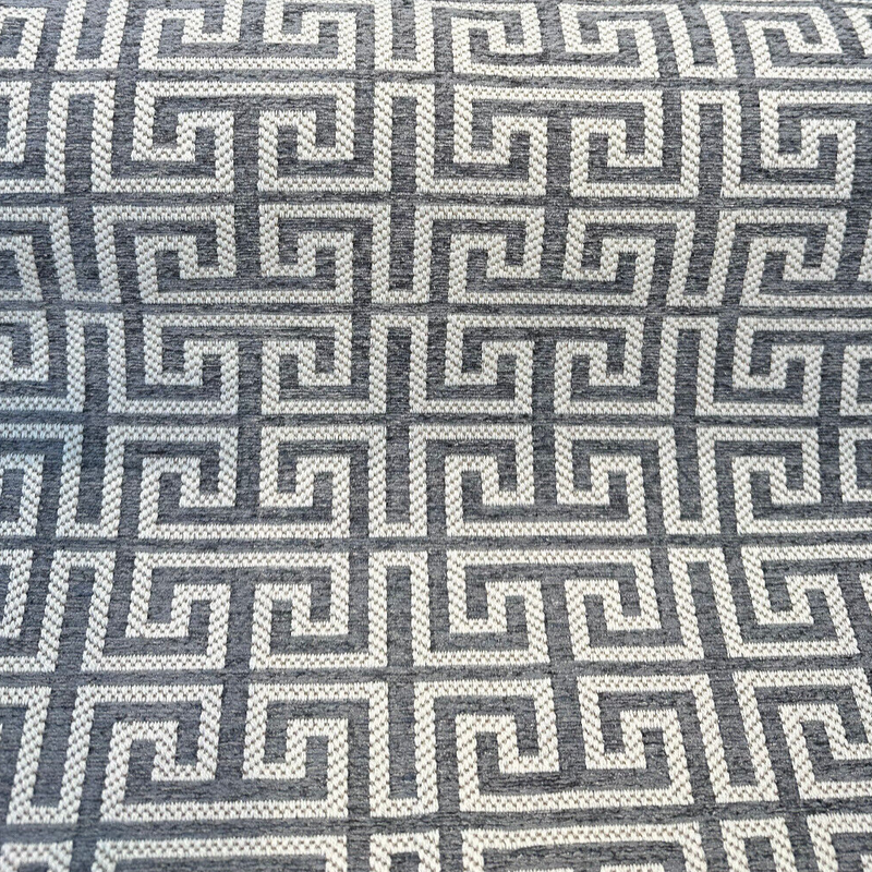 Irwin Greek Key Mod Chenille Fabric - Charcoal Greek Key Pattern, 54" Width (1 Yard)