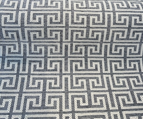 Irwin Greek Key Mod Chenille Fabric - Charcoal Greek Key Pattern, 54" Width (1 Yard)
