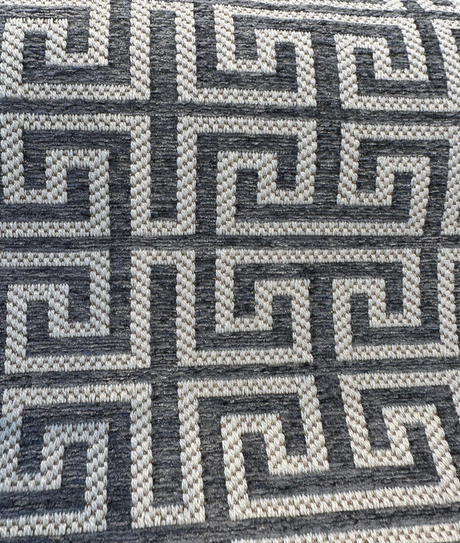 Irwin Greek Key Mod Chenille Fabric - Charcoal Greek Key Pattern, 54" Width (1 Yard)