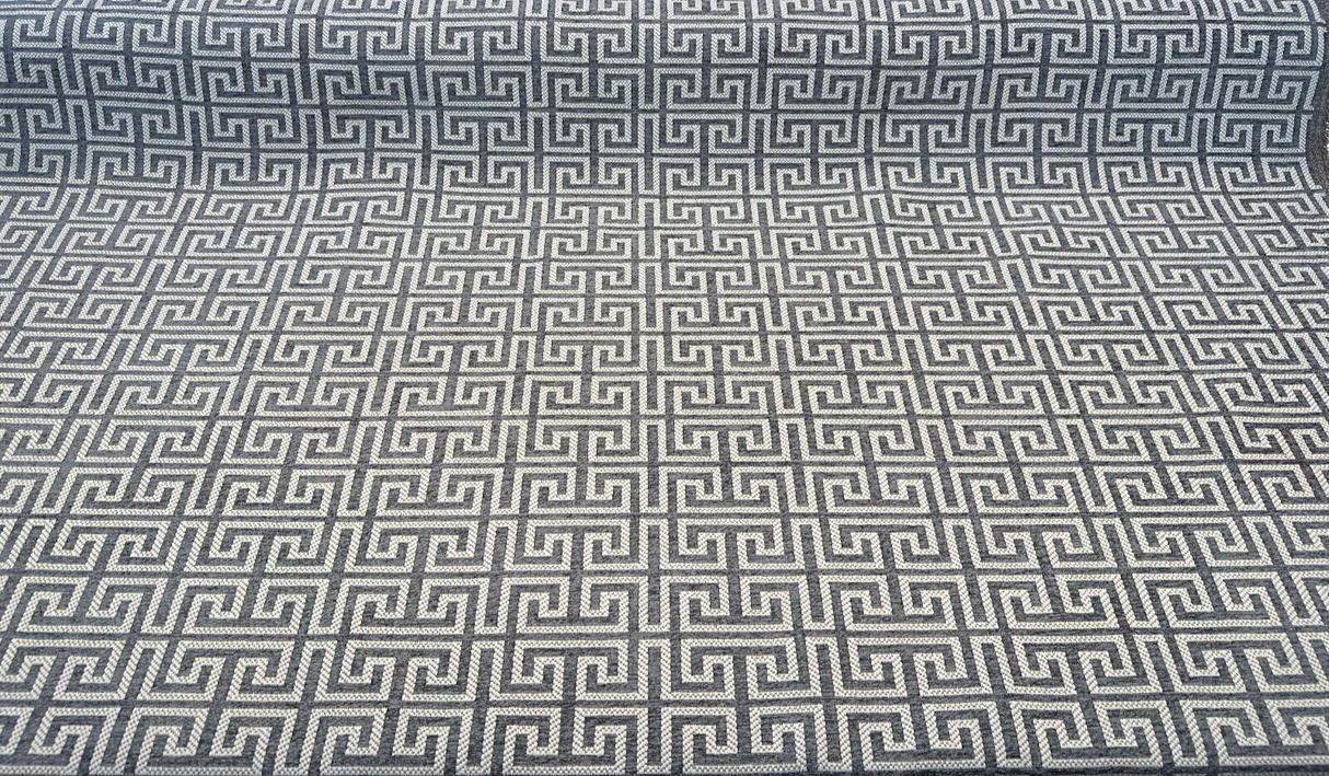 Irwin Greek Key Mod Chenille Fabric - Charcoal Greek Key Pattern, 54" Width (1 Yard)