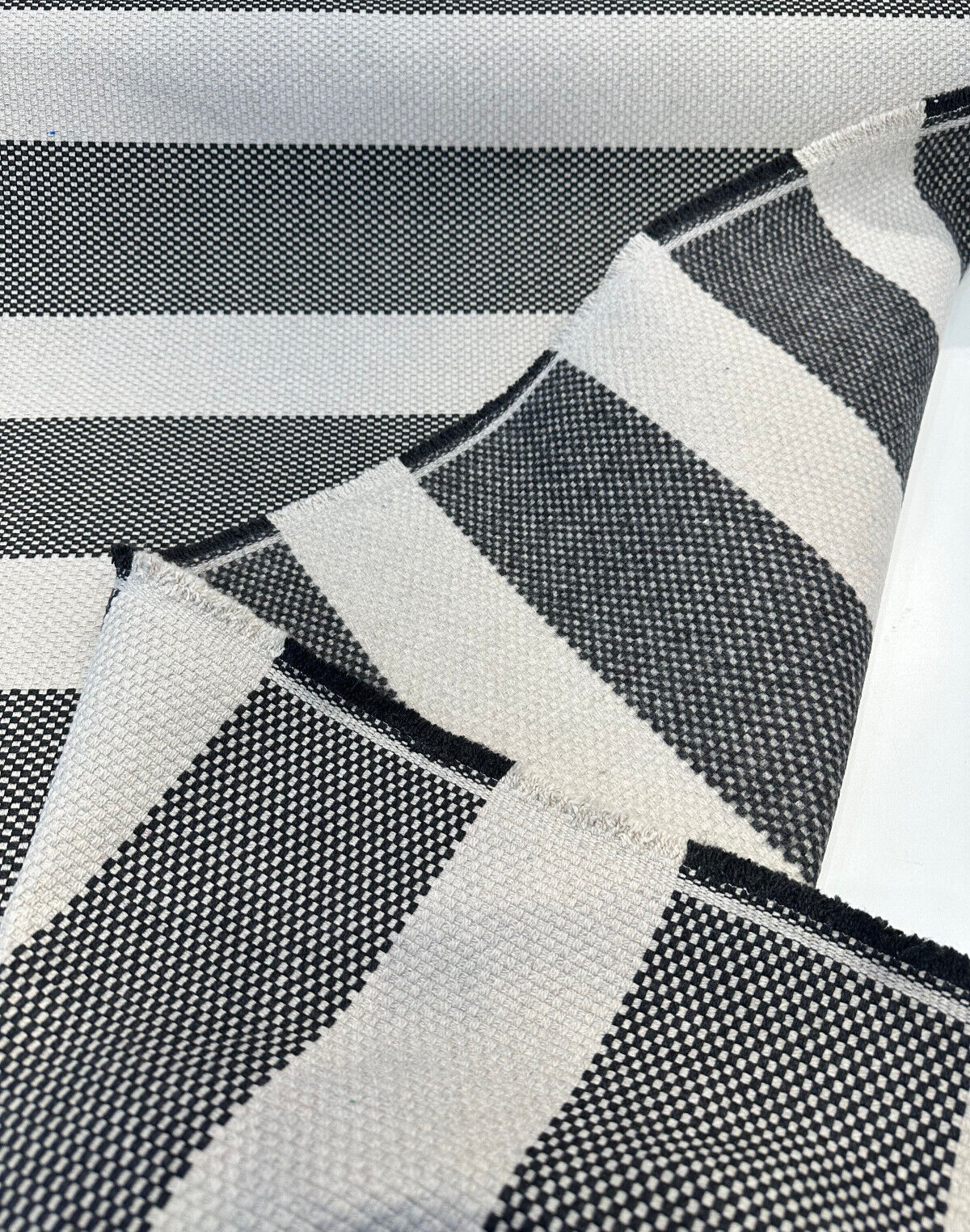 Sunbrella Cinta Solution-Dyed Acrylic Fabric - Coal Rib Bar Stripe, 54" Width (1 Yard)